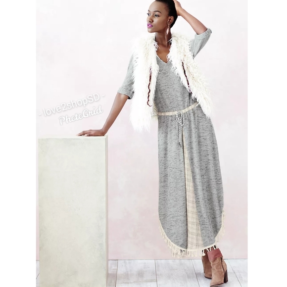 Anthropologie Saturday Sunday Tasseled Maxi Dress Sweater S small NWT - Picture 2 of 5
